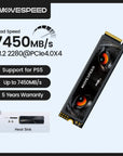 MOVESPEED 7450MB/s SSD NVMe M.2 2280