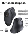 Vertical Mouse Wireless Bluetooth5.0 2.4G